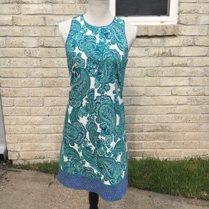 Ann Taylor Blue Halter Sheath Midi Dress